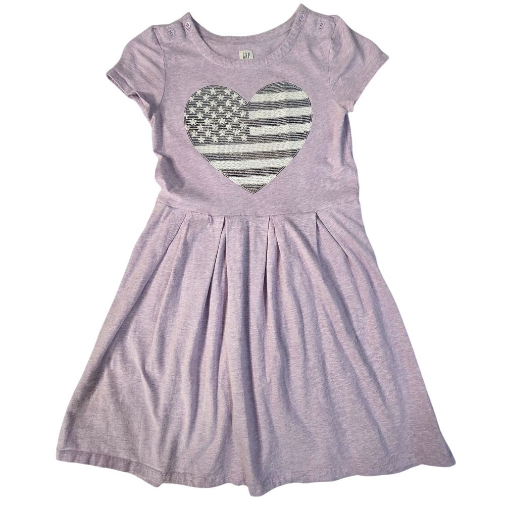 Gap Kids Sequin Heart Dress Kids XL 12‎ Purple Americana Patriotic Preppy